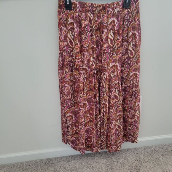 Garnet Hill Mila Crepe Pull On Skirt S Paisley Floral Pockets Cute Summer Maxi - Picture 5 of 8